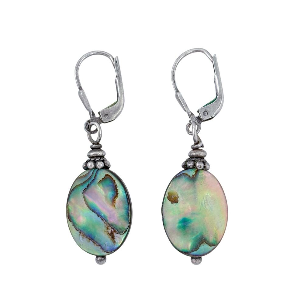 Vintage Sterling Silver 925 Abalone Shell Dangle Earrings